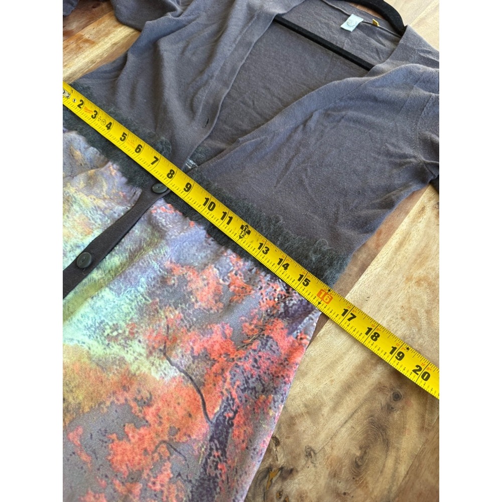 Anthropologie Knitted & Knotted Foliage Empire Cardigan sweater watercolor Small - Picture 10 of 13
